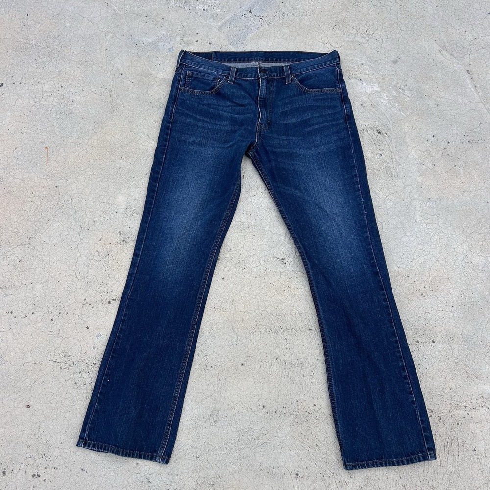 Levis 527 Jeans Mens 36x30 Blue Bootcut Denim Distressed Pockets Casual
